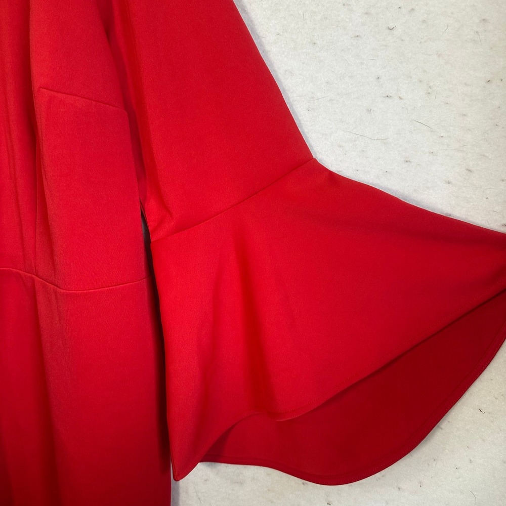 Eloquii Red‎ Bell Sleeve Fit and Flare Scuba Dress Plus Size 20 Festive Cocktail - Picture 3 of 7
